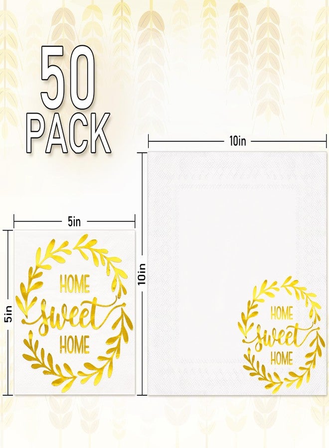 JarThenaAMCS مناديل ورقية للاستخدام مرة واحدة من JarThenaAMCS، 50 قطعة، بتصميم سنابل قمح ذهبية اللون، هدية مثالية للمنزل الجديد، مثالية لحفلات الانتقال إلى منزل جديد. - Image 2